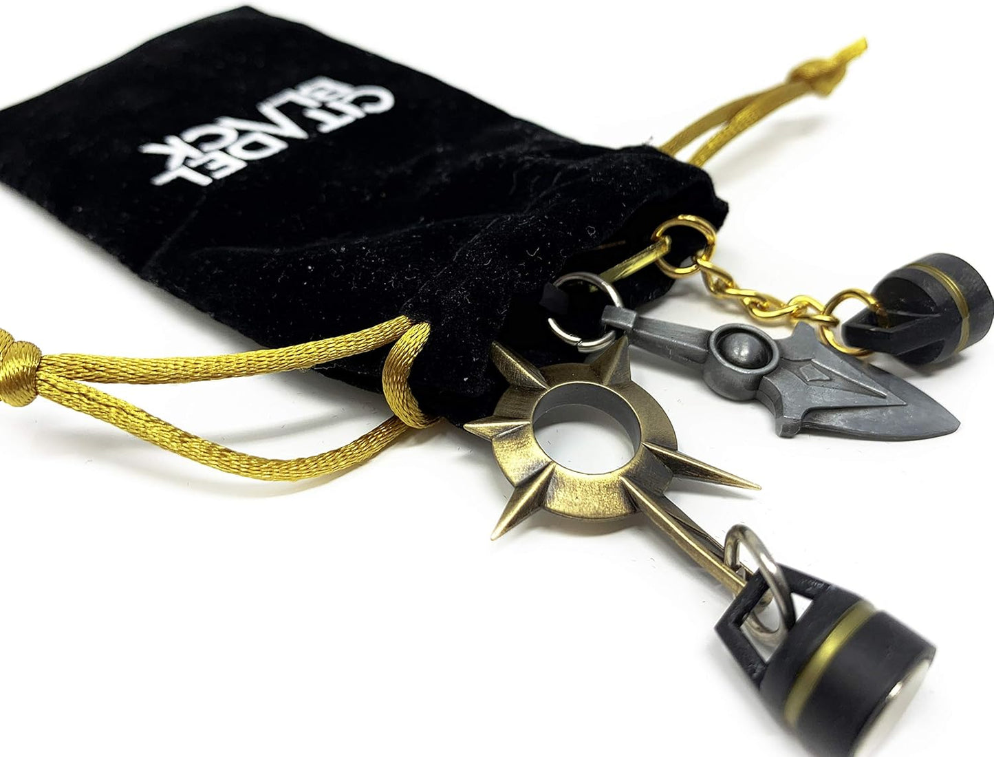 Citadel Black Mini Desktop Buddy - 3 Pack - Magnetic Metal Gaming Accessory with Drawstring Bag, Mini Video Game Pendant, Strong Neodymium Magnet, Gift for Gamers