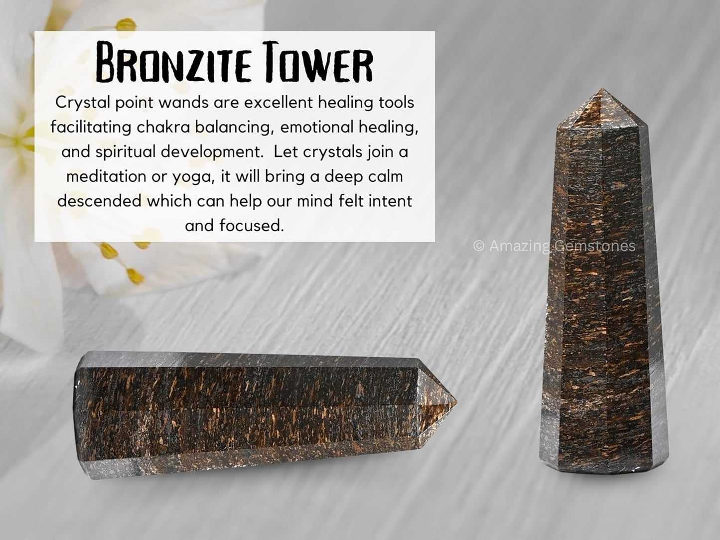 Amazing Gemstone Bronzite Crystal Towers ~ Natural Healing Crystal Point Obelisk for Reiki Healing and Crystal Grid (3- Inch)