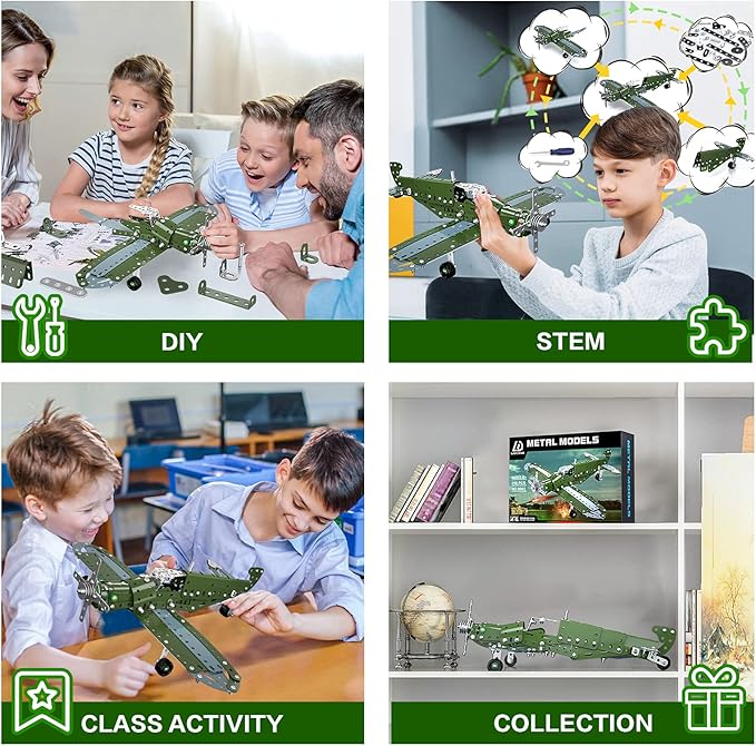 Lucky Doug Building Toys Model Airplane Set - DIY Building Stem Projects Toys for Kids Boys Ages 8-12, Assembly Science Toys for Model Fans