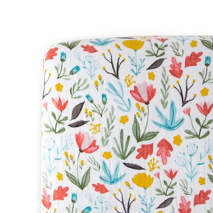 Little Unicorn – Meadow Fitted Crib Sheet | Fitted Crib Sheet | 100% Cotton Muslin | Super Soft | Sized for Standard Baby Crib & Toddler Mattress | Machine Washable | 52” x 28” x 9”