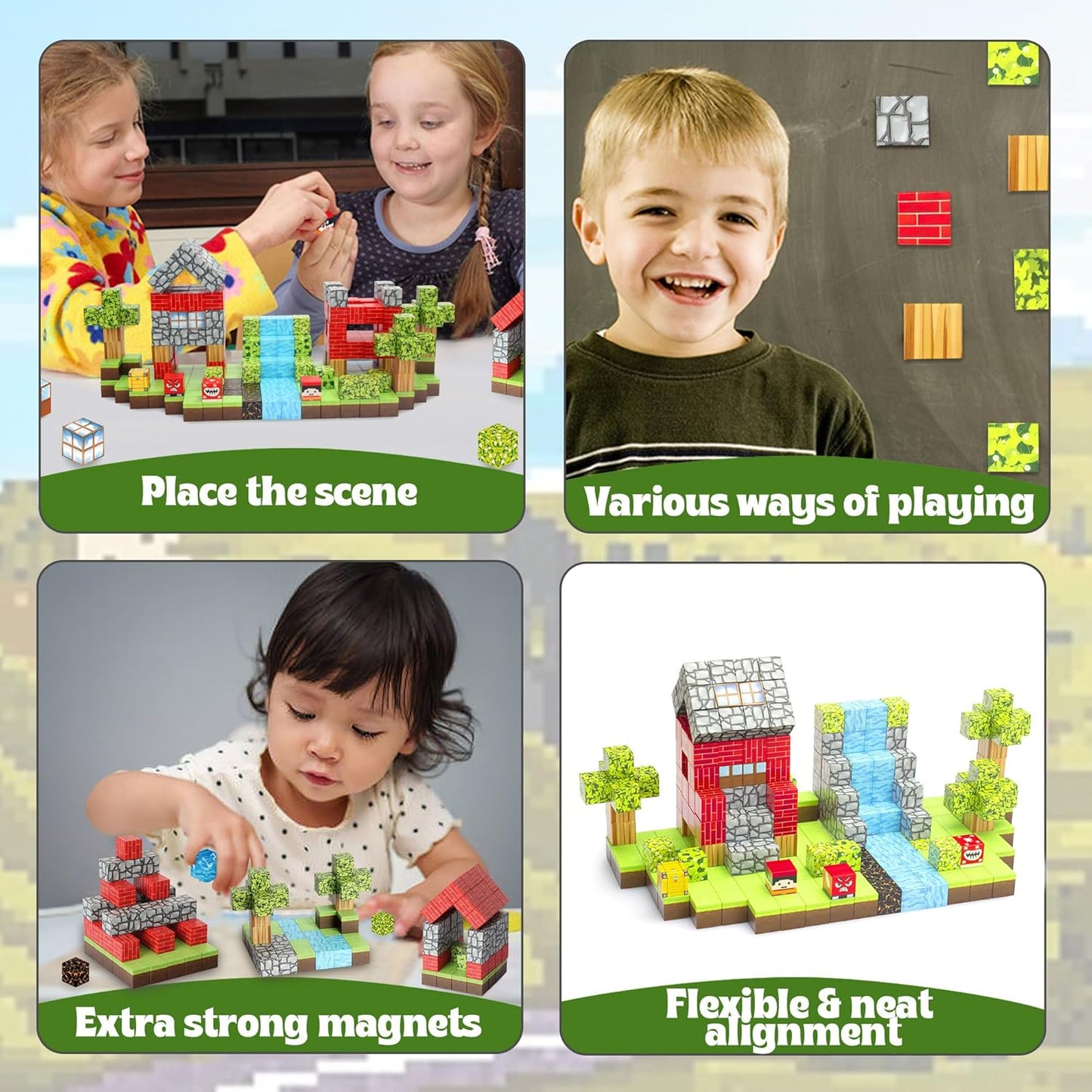 176 PCS Magnetic Blocks for Kids Ages 4-8, STEM Building Toys for 3+ Year Old Boys Girls, Magnetic Tiles Stacking Blocks Educational Preschool Toys Birthday Gifts