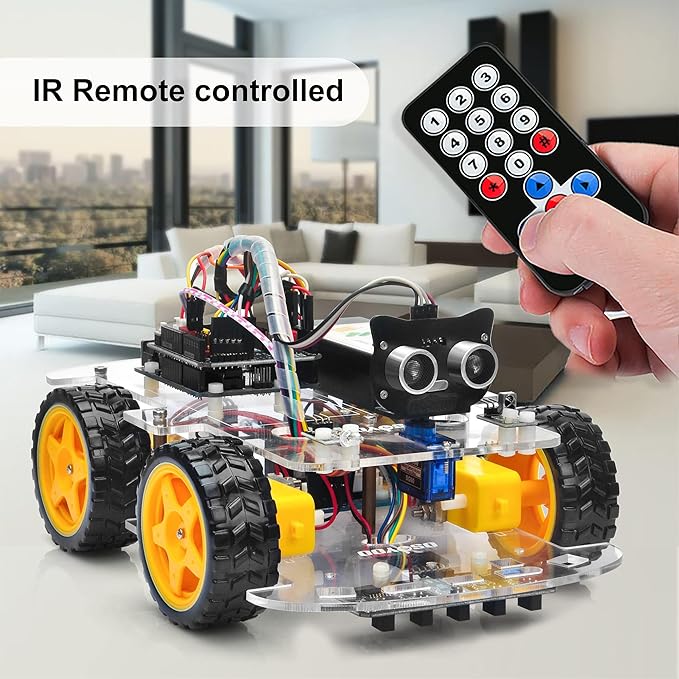 OSOYOO Robot Car Starter Kit for R3 | STEM Remote Controlled Educational Motorized Robotics for Building Programming Learning How to Code | IOT Mechanical DIY Coding for Teens Adults