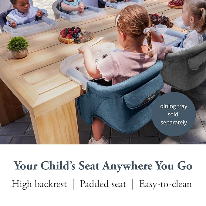 Inglesina Fast Table Chair, Slate Blue Melange - Portable Baby High Chair - for Babies & Toddlers up to 37 lbs - Fits Tables 0.8'' to 3.5'' Thick - Compact & Easy to Use - Travel Bag Included