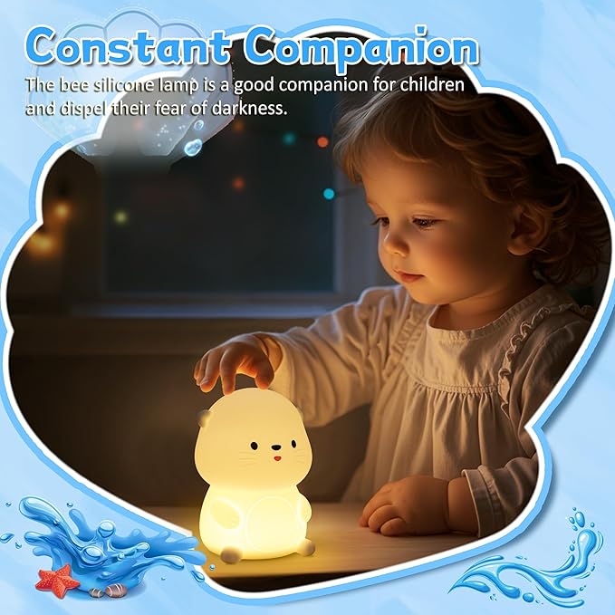 Otter Night Light, Cute Sea Otter Lamp Gifts,Animal Silicone Night Lamp, Cute Room Decor Night Light Birthday Christmas Gifts