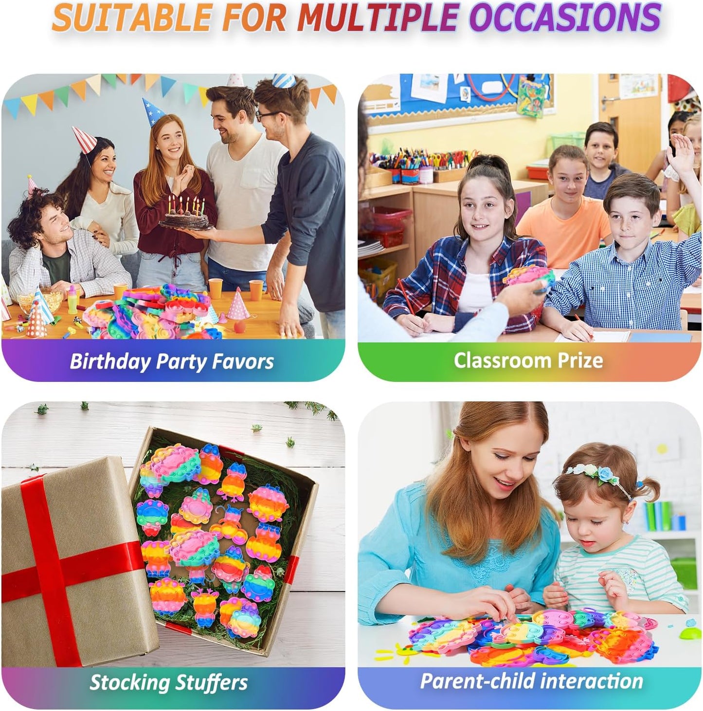 25PCS Party Favors for Kids, Fidget Toys Bulk Its Birthday Party Favors for Kids Toddlers Adult, Classroom Prizes, Goodie Bag Stuffers,Treasure Chest Box,Cute Animal Push Bubble Pops Bulk Sensory Toys