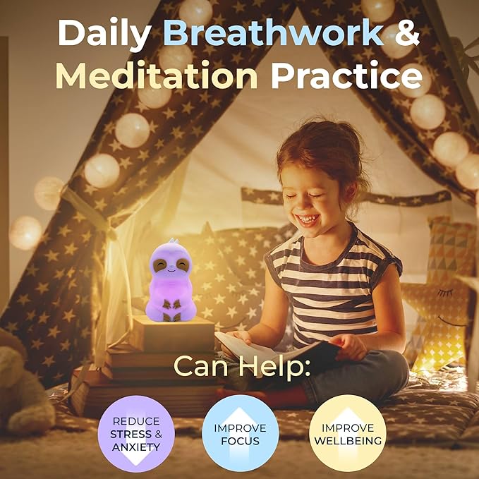 Mindsight 'Breathing Buddha' Guided Visual Meditation Tool for Mindfulness | Slow Your Breathing & Calm Your Mind for Stress & Anxiety Relief | Perfect for Adults & Kids (Multicolor, Sloth (Sound))