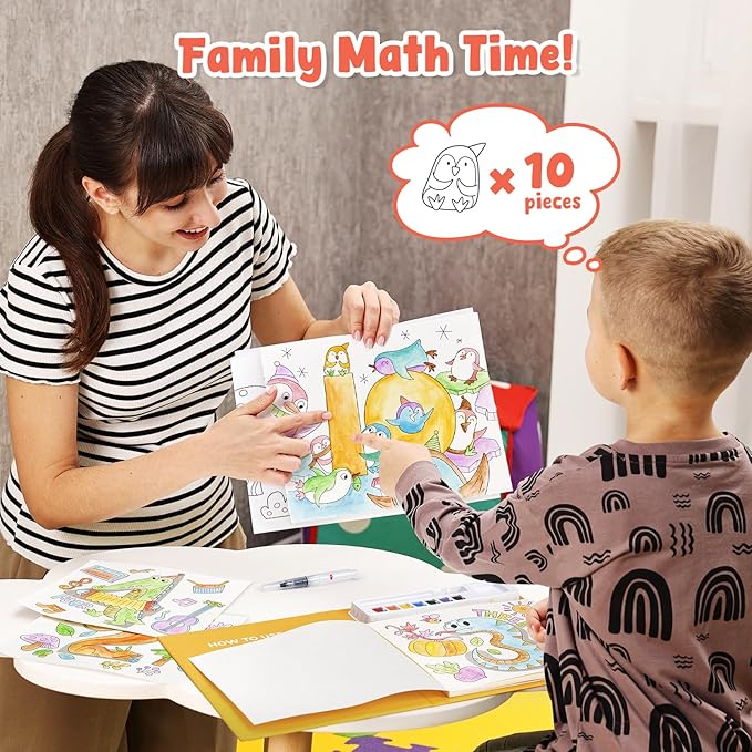 JoyCat Paint with Water Coloring Books for Toddlers, Watercolor Painting Sets for Kids Ages 3-5 4-8, Arts and Crafts Drawing Activities Toy Birthday Gift for Boys Girls (Numbers)