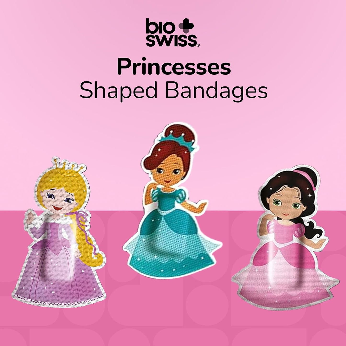 BioSwiss Bandages, Princess Shaped Self Adhesive Bandage, Latex Free Sterile Wound Care, Fun First Aid Kit Supplies for Kids, 24 Count