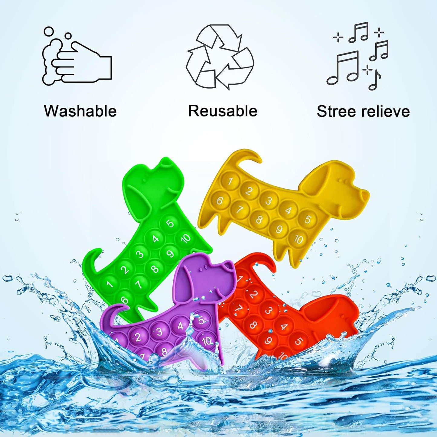 Ten Frame Math Manipulatives - Push Pop Fidget Toy with Puppy Dog Appearance for Kindergarten Classroom, an Educational Sensory Toy for Kids and Teachers, 4 Pack Set Included