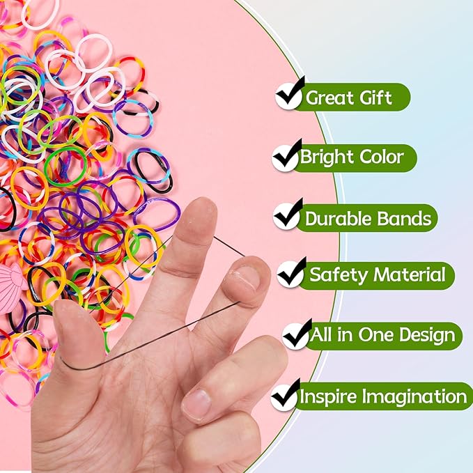 XKDOUS 64 Colors Rubber Band Bracelet Kit, Bracelet Making Kit for Art and Craft, Rubberband Bracelets Kit for Kids Ages 6+, Bands Kit Girls Boys Birthday Gift