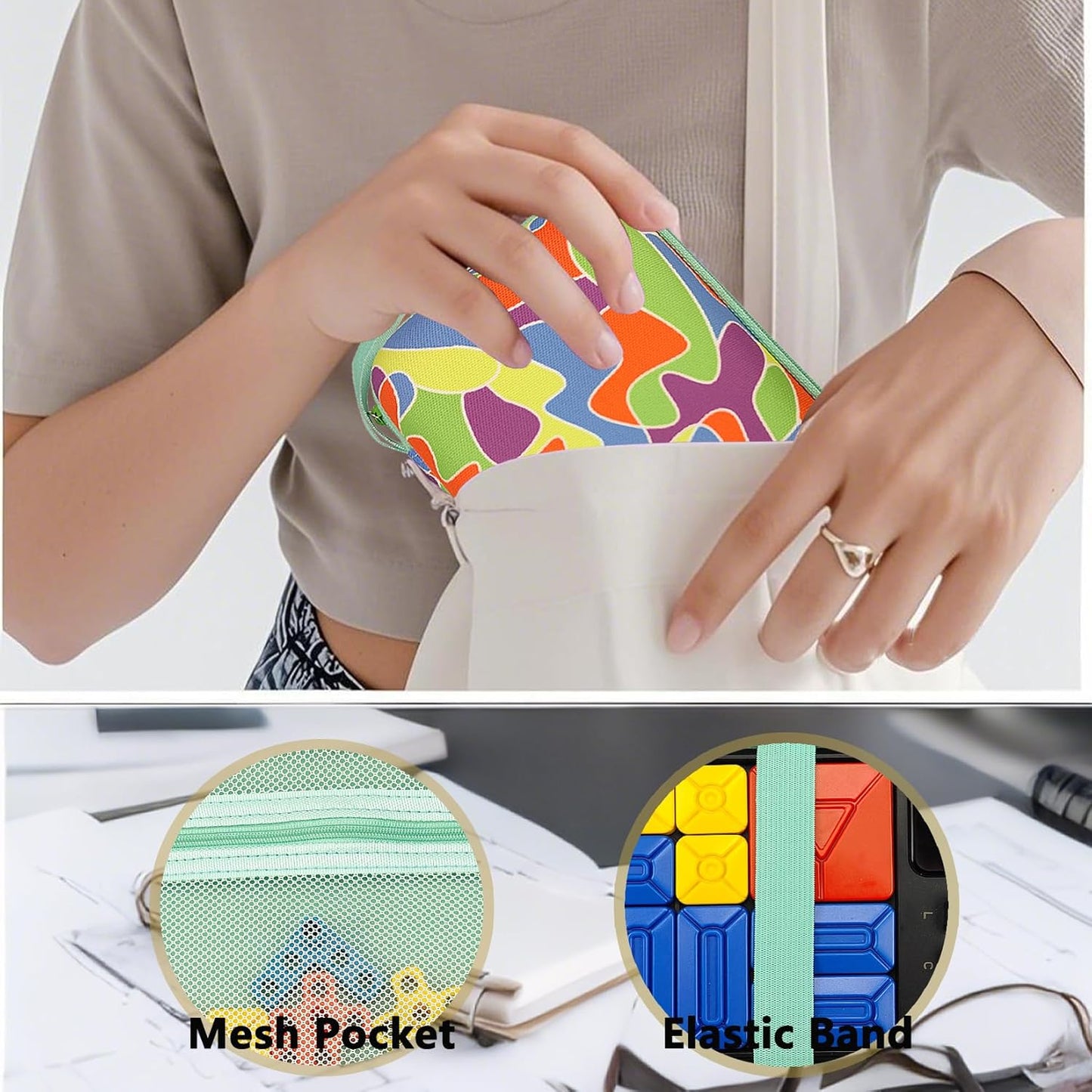 Case Compatible with Giiker Super Slide Brain Games, Protective Storage Bag Holder for Giiker Brain Teaser Puzzles Games Toys (Only Case) (Multicolor)