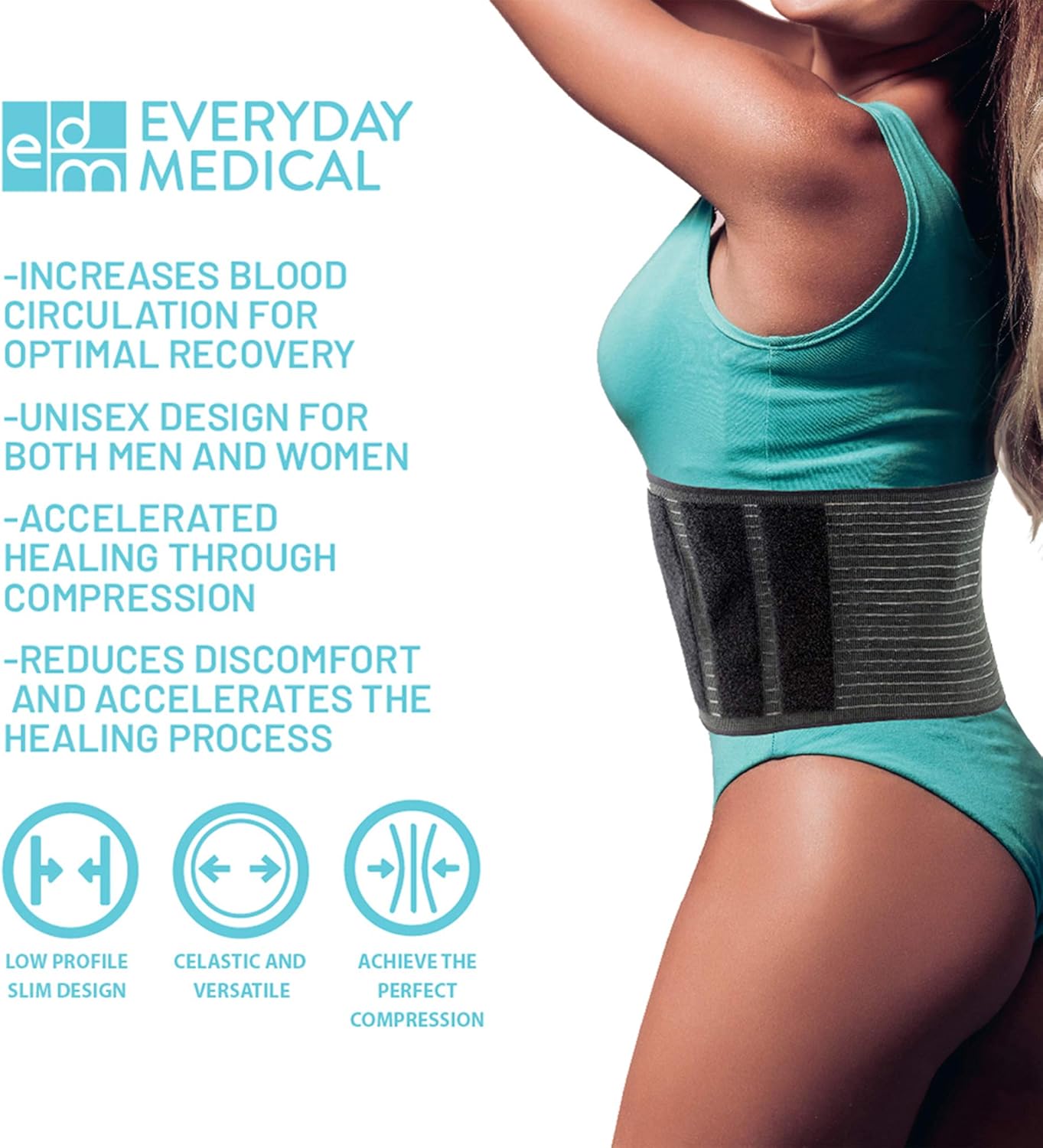 Everyday Medical Post Surgery Abdominal Binder For Men And Women - Medical Grade Stomach Compression Brace for Waist and Abdomen Surgeries such as Gastric Bypass, Liposuction, C-Section, Tummy Tuck