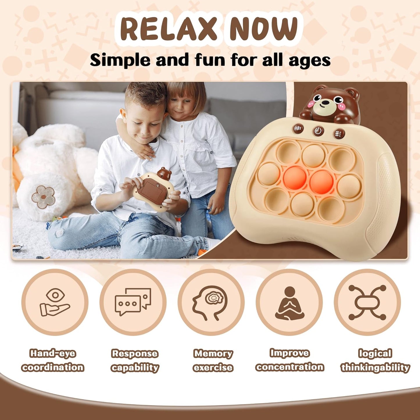 Push Game Console, Handheld Game for Kids 6-8 Years Old, Push Game, Bubble Pressure Glow Game, Autism Sensory Toy, Birthday Gift for Boys, Girls, Teens 8-12 Years Old.…