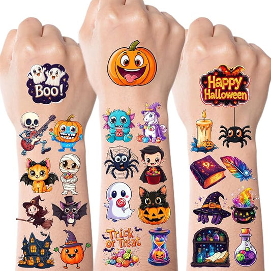 JCFIRE Halloween Temporary Tattoos for Kids, 160 Styles Halloween Party Favors, Treat or Trick Supplies, Crafts for Goodie Bag Stuffers, Birthday Party Decorations Accessories, Games, Toys, Gifts