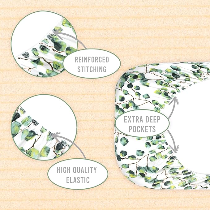 3-Pack Organic Fitted Bassinet Sheets, Compatible with Halo, Snoo, Graco, Dream On Me, Delta, and Other Standard Size Bassinets - Fits Oval, Hourglass, & Rectangle Shapes (Size 32 x 16 x 4 Inches)