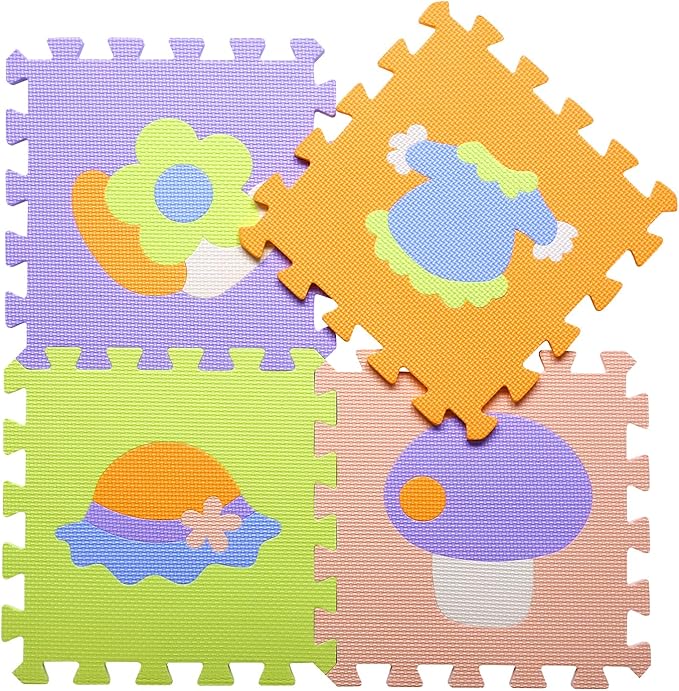 Coolcandy Baby Play Mat, 25Pcs Interlocking Puzzle Floor Mat, with Safety Fence - 0.4" Thick Non-Toxic EVA Foam Play Mat, for Infants & Toddlers 3-36 Months, Soft Puzzle Tiles for Play Areas