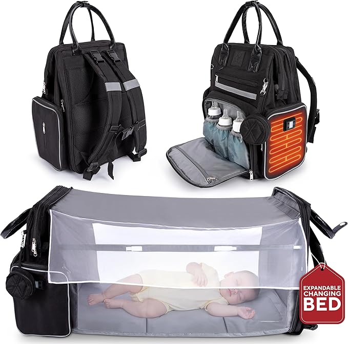 Award-Winning Eco-Friendly Smart Diaper Bag with Changing Station – 2025 Evergreen Winner, Premium All-in-One Backpack, Patent Pending, Heated Bottle Pockets, Trusted by Parents, Seen in Top USA Media