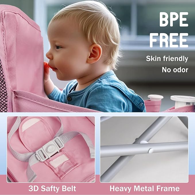 Tiny Marvels Portable 3-in-1 Baby Booster Seat – Cozy Floor Seat, Feeding Seat with Tray, Toddler Booster – Compact, Foldable, Safe with Child Safety Belt Carry Bag – Perfect for Travel & Family Time