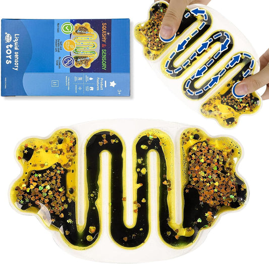 Autism Sensory Fidget Toys: Sensory Toys for Autistic Kids Glitter Sensory Squeeze Tube Anxiety Relief Toys for Ages 3 to Adults Easter Basket Christmas Stocking Stuffers 1-Pack