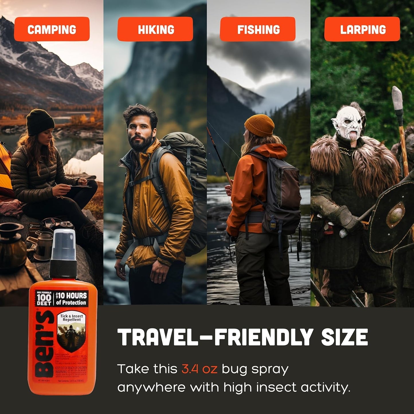 Ben's 100 Tick & Insect Repellent - Alcohol-Free DEET Insect Repellent Pump Spray - Offers 10 Hours of Protection for Adults & Children -3.4 Fl Oz (2 Pack)