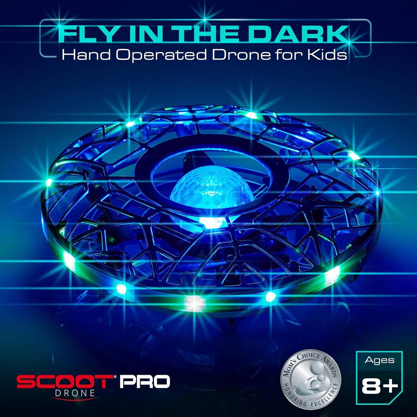Force1 Scoot Pro Hand Operated Drone for Kids or Adults - Induction Hands Free Motion Sensors Mini Drones with Bright LED Projection, 360 Flips, Easy Indoor Small UFO Flying Orb Ball Drone Toy