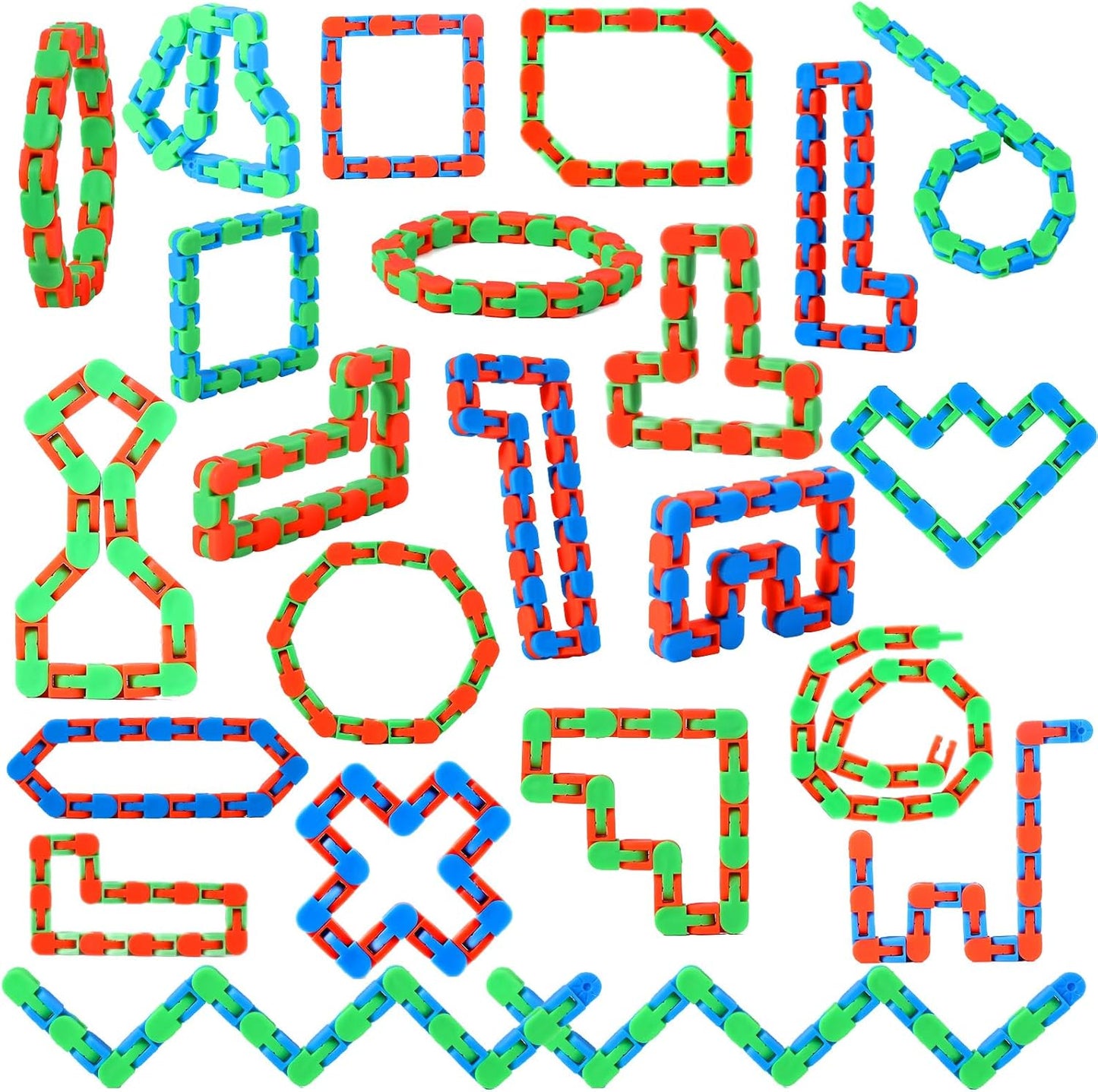 SCIONE 24 Pack Wacky Tracks Fidget Toys Sensory Toys Gifts for Kids Classroom Back to School Gifts Birthday Party Favors Goodie Bags Fillers Snake Click Toys Autism Stress Relief Toys for Kids