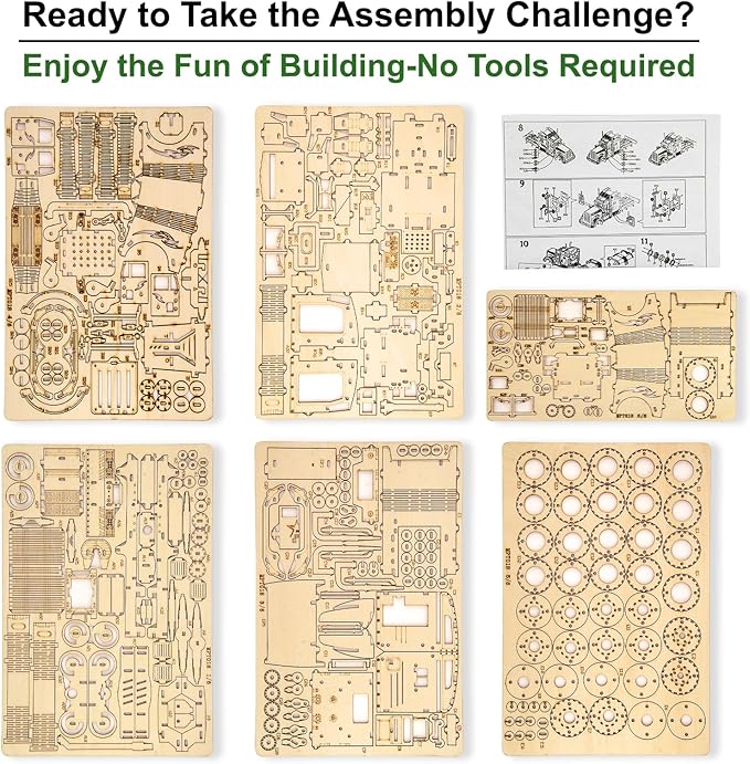 Kaptein 3D Wooden Puzzles for Adults & Teens – DIY Truck Model Kit to Build – Brain Teaser Craft – Birthday Gifts & Desk Decor