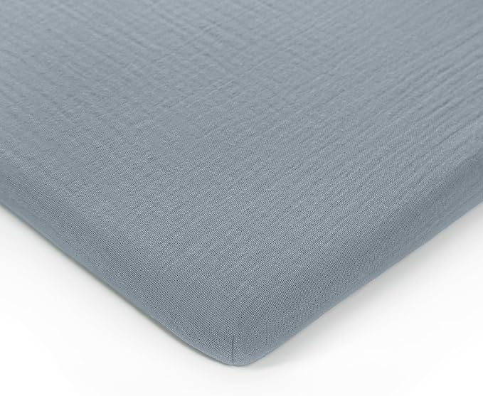 Comfy Cubs Muslin Bassinet Sheet - 100% Soft Cotton Fabric, Breathable & Gentle for Baby’s Sensitive Skin - Universal Fit with Secure Elastic Edging, Gift-Ready Packaging - Pacific Blue