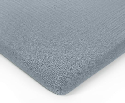 Comfy Cubs Muslin Bassinet Sheet - 100% Soft Cotton Fabric, Breathable & Gentle for Baby’s Sensitive Skin - Universal Fit with Secure Elastic Edging, Gift-Ready Packaging - Pacific Blue