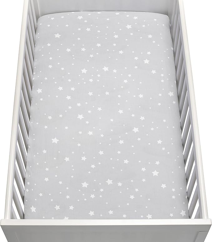 Newton Baby Fitted Single Layer Crib Sheet (2-Pack) - Ultra Breathable and Soft, Organic Cotton, Fits All Standard Cribs, Stardust Grey & Plain White