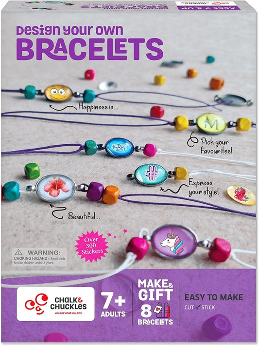 Chalk and Chuckles Bracelets Art and Crafts for Kids | DIY Bracelet Jewelry Kit for Kids Ages 7+ | Creative Gifts for Girls and Boys 7, 8, 9, 10, 11,12 Years | 8 Bracelets | Creative Art