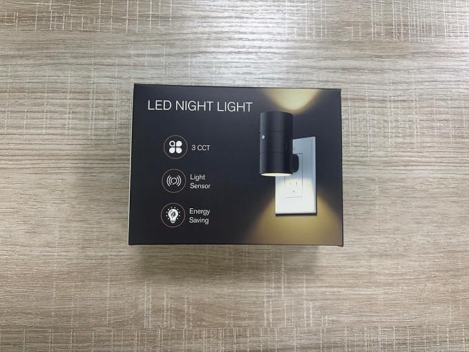 NIORSUN Night Lights Plug into Wall, Dimmable with 3 Color Modes & Auto On/Off Sensor, Ultra-Slim Nightlight for Hallway, Bathroom, Bedroom, Nursery, Kitchen (2 Pack, Black)