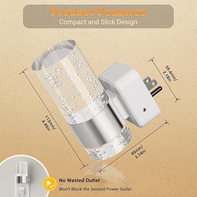 JandCase Night Light, Night Lights Plug into Wall,LED Nightlight with Adjustable Brightness, 5000K，Automatic Night Light Plug in with Auto Light Sensor for Bathroom Hallway Room Decor