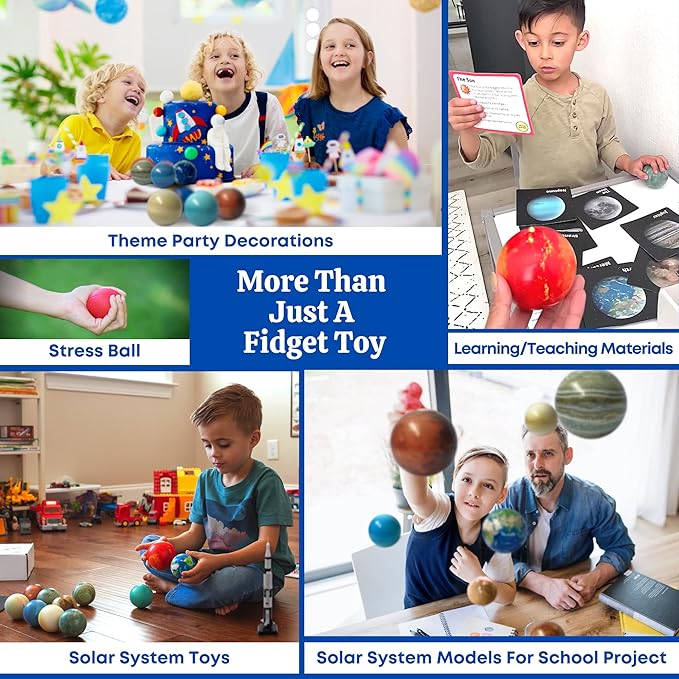 Space Balls Flashcards & Wall Stickers, Planet Toys For Kid 8-10, Outer Space Toys For Kids 3-5, Planets for Kids Solar System Toy 5-7, Solar System Model, Toddler Planet Gifts, Astronomy Decor, Earth