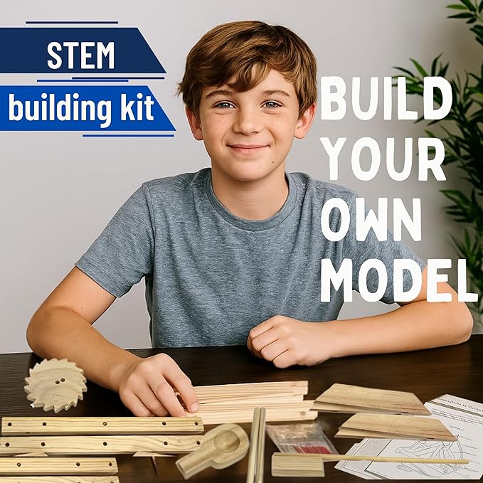 Pathfinders STEM Kits – Leonardo da Vinci Catapult kit | Trebuchet Science Kits for Kids Age 12-14 | Toys for Ages 8-13 Physics Toys | Kids Engineering kit | Learning Resource | Engineering