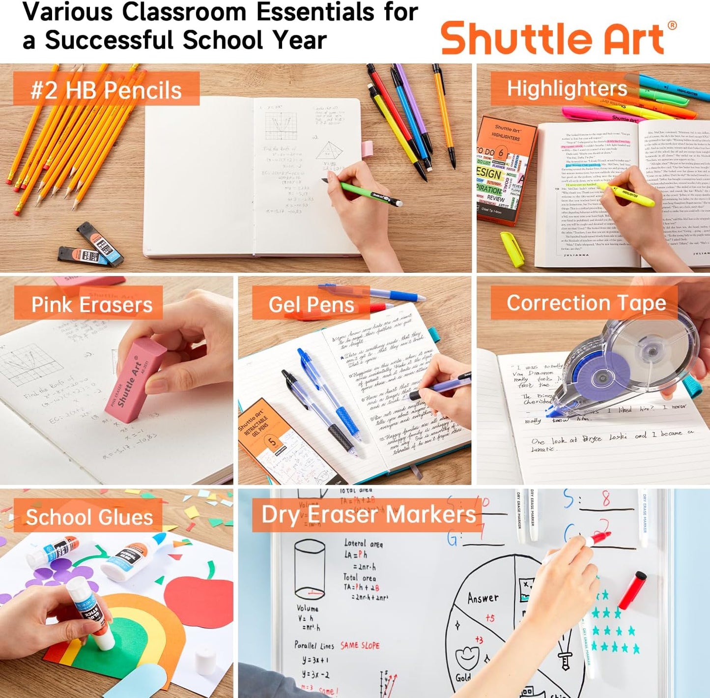 71 Pack School Supplies Kit, Shuttle Art Back to School Supplies for Teachers, Middle High Schools, College School Supplies with Highlighters, Pencils, Gel Pens, Dry Erase Markers, Felt Tip Pens, Glue