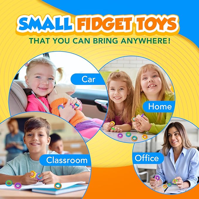 Fidget Toys Sensory Rings for Kids: 24 Pack Goodie Bags Stuffers for Kids - Quiet Stress Toys for Autism Calming - Fun Fidgets for Classroom Prizes Stocking Stuffers