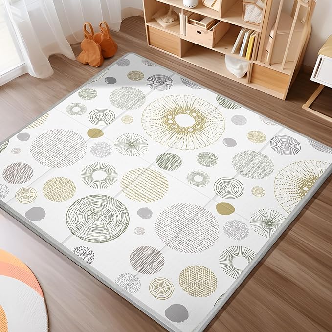 Baby Play Mat for Floor,Baby Play Mat for 59''x 59''Playpen,Reversible,0.8 in Thick Waterproof Playmat,Anti-Slip Floor Playing Mats,Non-Toxic,Baby Playmat for Indoor and Outdoor Use,Circle