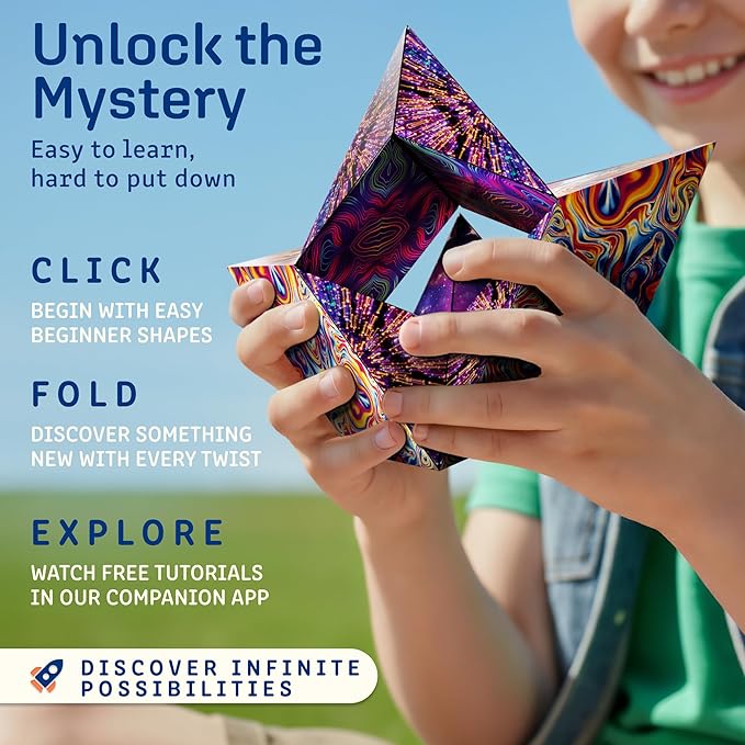 Shashibo Shape Shifting Box - Award-Winning Fidget Toy w/ 36 Rare Earth Magnets - Fidget Cube Transforms Into Over 70 Shapes, Sensory Toy Gift for Kids, Teens, and Adults (Spaced Out)