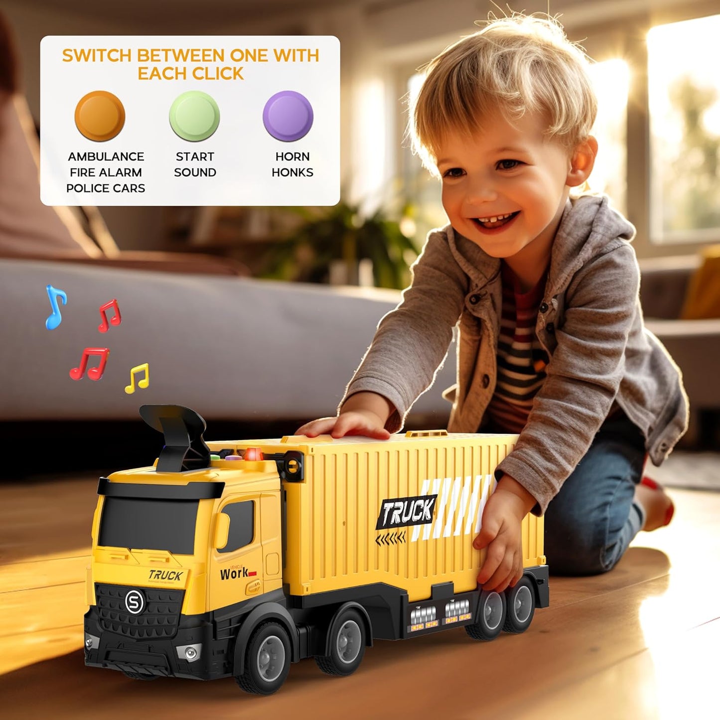 Carrier Truck Race Track Kids Toys, Foldable 3 Layer Toddler Track Playset, Toy Truck Transport Car Carrier & 8 Race Cars, Truck Car Toddlers Toys B-Day Gifts for Age 3 4 5 6+ Years Old Boys Girls