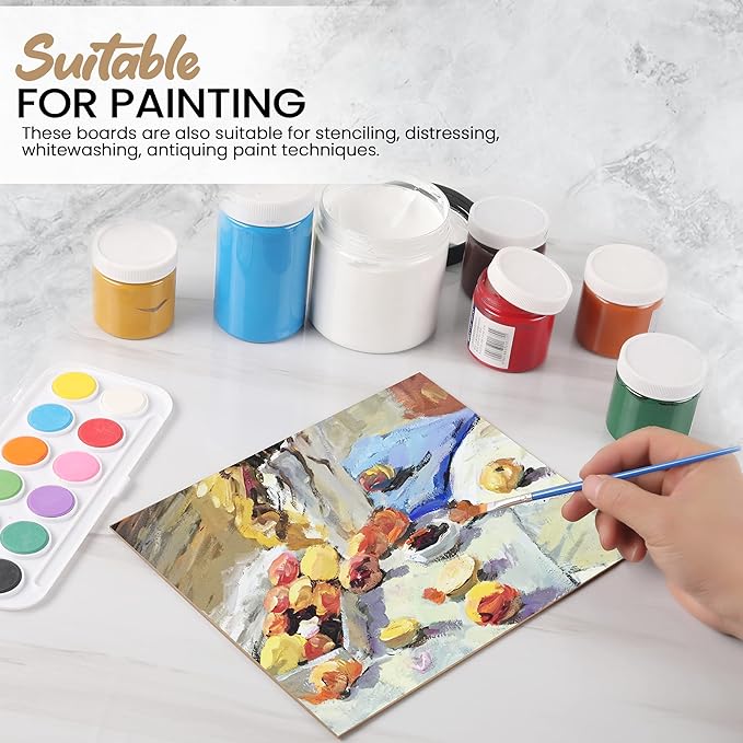 (8-Pack) CalPalmy 8” x 10” MDF Boards - 2mm Thick Boards for Carpentry, Interior Design, Hobby Crafts, and More - with Smooth, Unfinished Sides and Sanded Edges