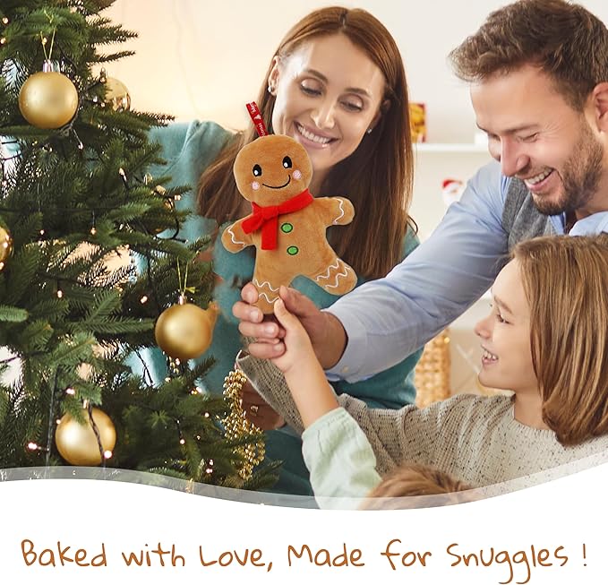 June Garden 8" My First Gingerbread Boy Doll – Soft Plush Baby Christmas Toy with Rattle for Infants, Nursery & Home Décor