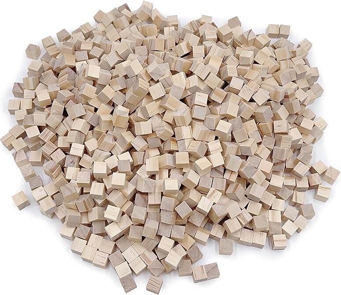 1000Pcs Wood Blocks for Crafts, Unfinished Wood Cubes, 1cm Natural Pine Small Wood Square Blocks, Wooden Cubes for Arts and Crafts and DIY Projects ﻿