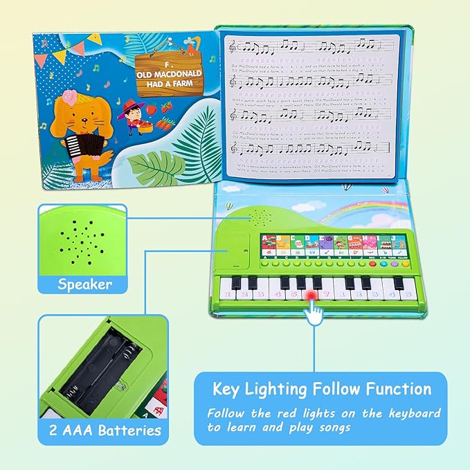 Toddler Toys Piano Keyboard with Book - Educational Musical Toys for Kids Ages 3 4 5 6 Year Old Boy and Girl Gifts