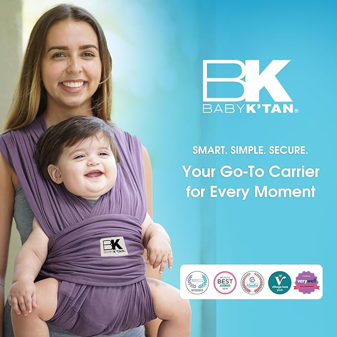 Original Baby K'tan Baby Carrier: #1 Easy Pre-Wrapped, Soft, Slip-On, No Rings, No Buckles | 5 in 1 Baby Sling Gift | The Best Hands Free Infant Wrap | Eggplant | X-Large