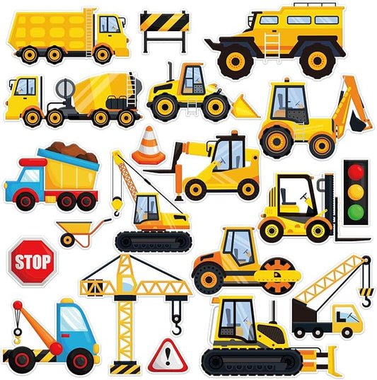 20 Pcs Construction Vinyl Gel Clings Construction Window Gel Clings Decals Stickers for Kids Toddlers and Adults Home Transportation Stickers Airplane Truck Decals Party Supplies Decorations