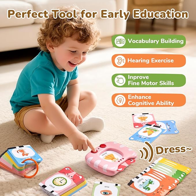 JoyCat Talking Flash Cards for Toddlers 3-5, 314 Words with Durable Thick Cards & Clear Audio, Easy to Slide in and Out, Speech Therapy Toys, Birthday Gifts for Boys Girls