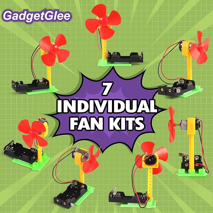 STEM Toys Science Kits, 7 Bulk Electric Circuit Kit for Kids Classroom, STEAM Activities Crafts Electrical Experiment 2nd 4th 5th Grade STEM Gifts, Build a Fan Activity Projects School Party Favors