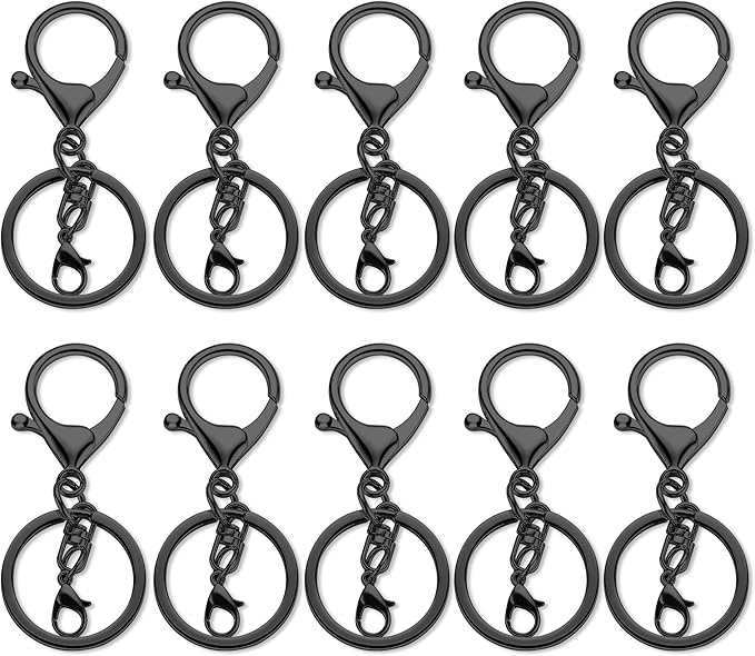 10 Pack a Set Metal Lobster Claw Clasps and Key Rings, Key Chain Accessories, Keychain Making kit for Keys, Art Crafts, Jewelry Making, Gunmetal