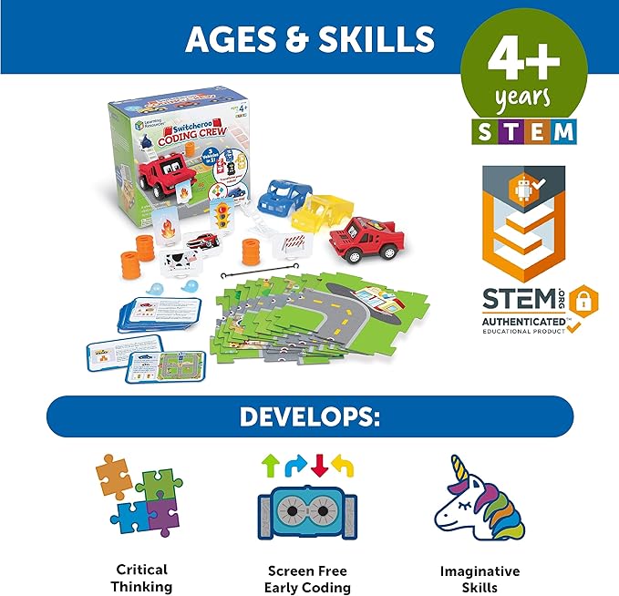 Learning Resources Switcheroo Coding Crew - Code Games for Boys and Girls, Robotics for Kids, STEM Programming, Engineering Gift Set, Montessori Activity Toy, Problem Solving School Projects